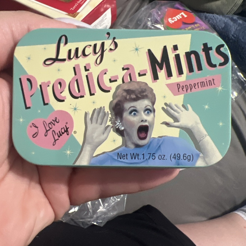 Vintage I LOVE LUCY Tin Metal Box Predic-a-Mints Peppermint Empty Canister